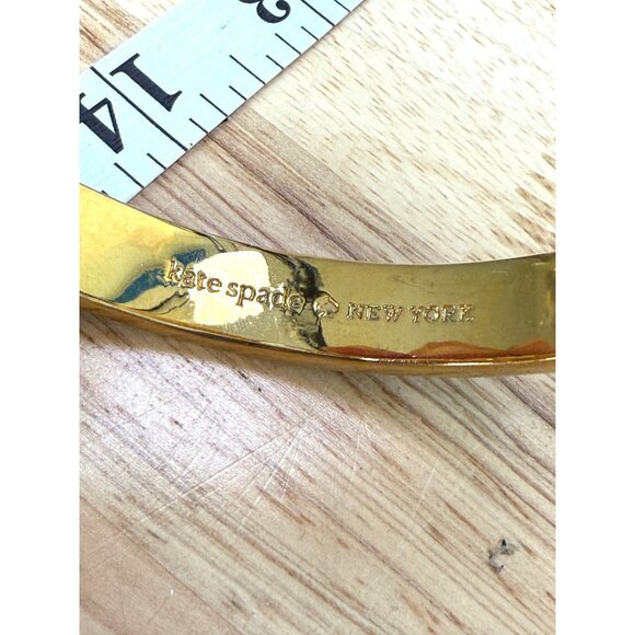 Kate Spade Gold & Black Enamel Hinge Bangle Bracelet With Spade Cutout Design - Picture 7 of 8